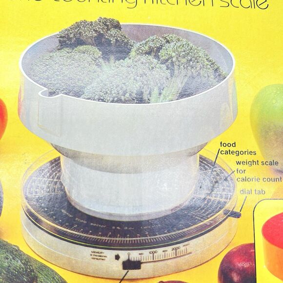 Vintage Baccini Dial-A-Diet Food Scale Kitchen w/Memory Tab & Diet/Normal Scale - Picture 2 of 7